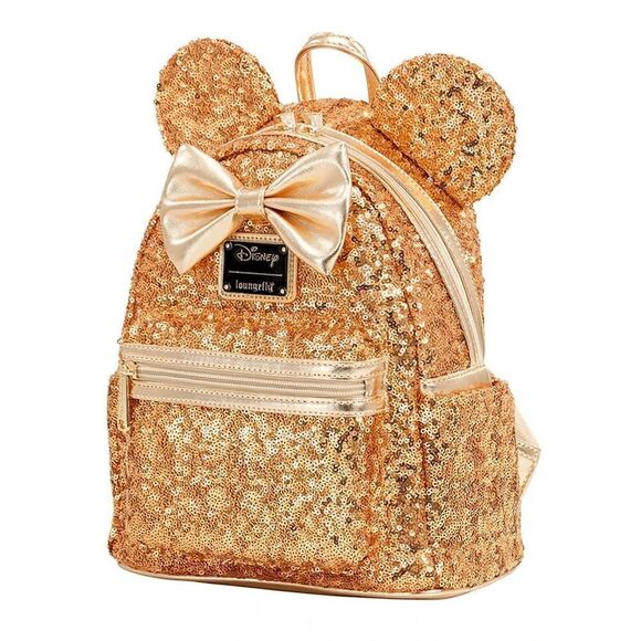 Loungefly x Disney Minnie Mouse Gold Sequin Mini Backpack